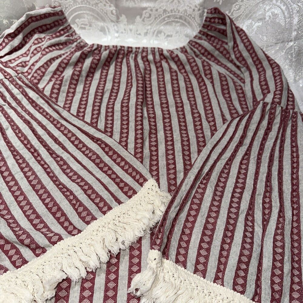 Velzera Red And Tan Off Shoulder Dress Size Large